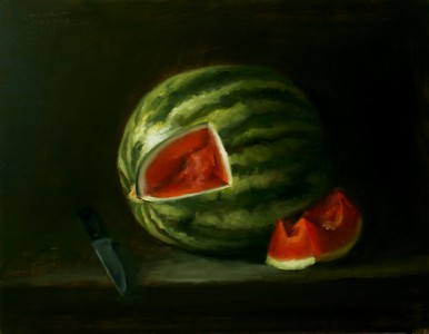 Still Life Painting : SL060_Watermelon_SivaNyayapathi_11x14